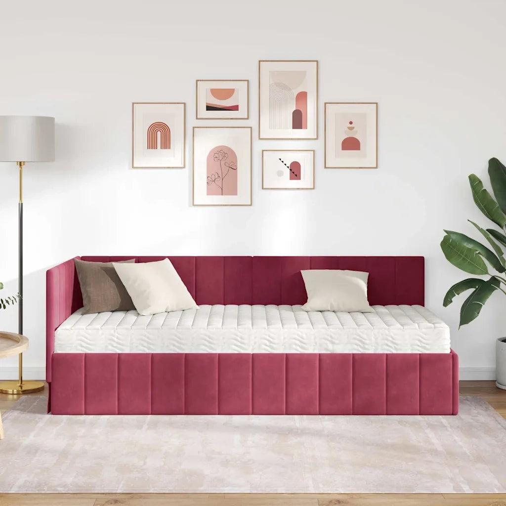 Struttura Letto Angolare con Materasso 2 pcs Verde Velluto 3393842