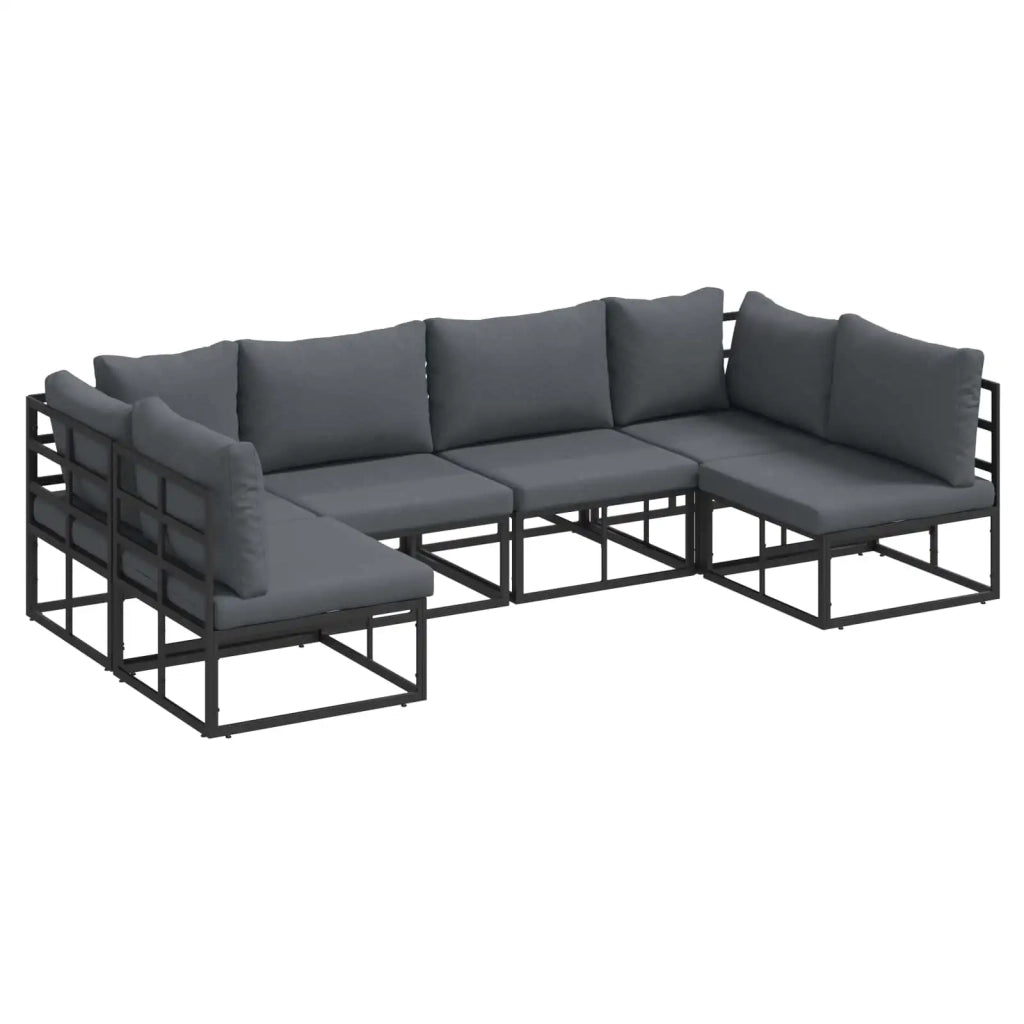Set Divano da Giardino con cuscino 6 pcs Nero Alluminio 3378848