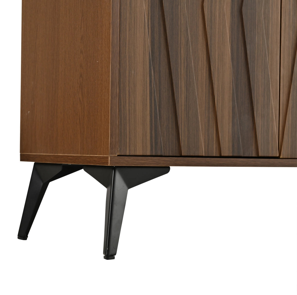 Credenza 140x35x70 cm con 4 ante e ripiani regolabili in MDF e truciolare color noce