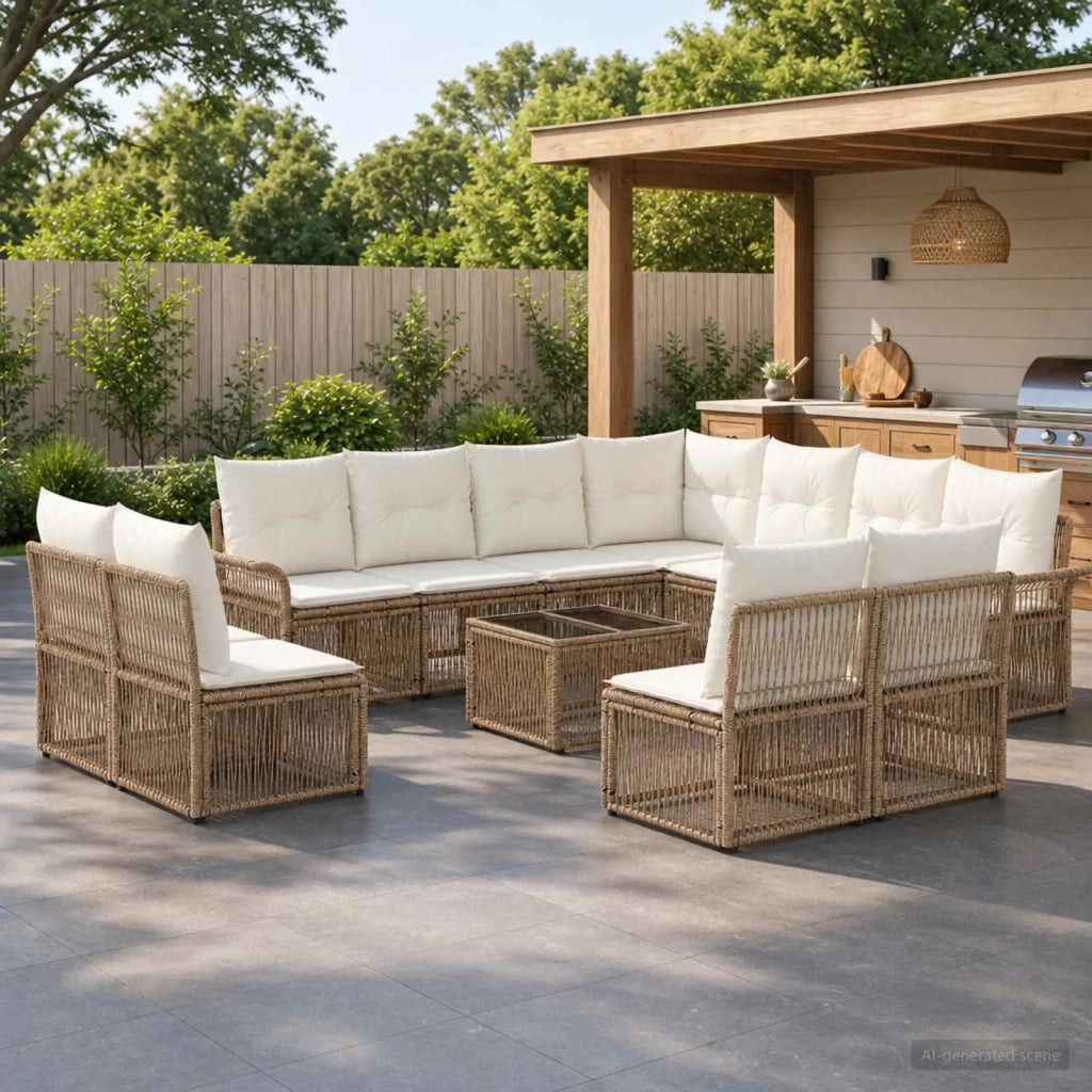 Set Divano da Giardino 12 pcs Beige polyrattan 3434868