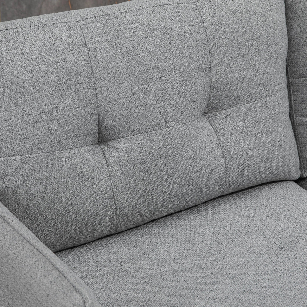 Divano 2 Posti in Tessuto con Cuscini Imbottiti e Gambe in Acciaio 139x68x80cm, Grigio