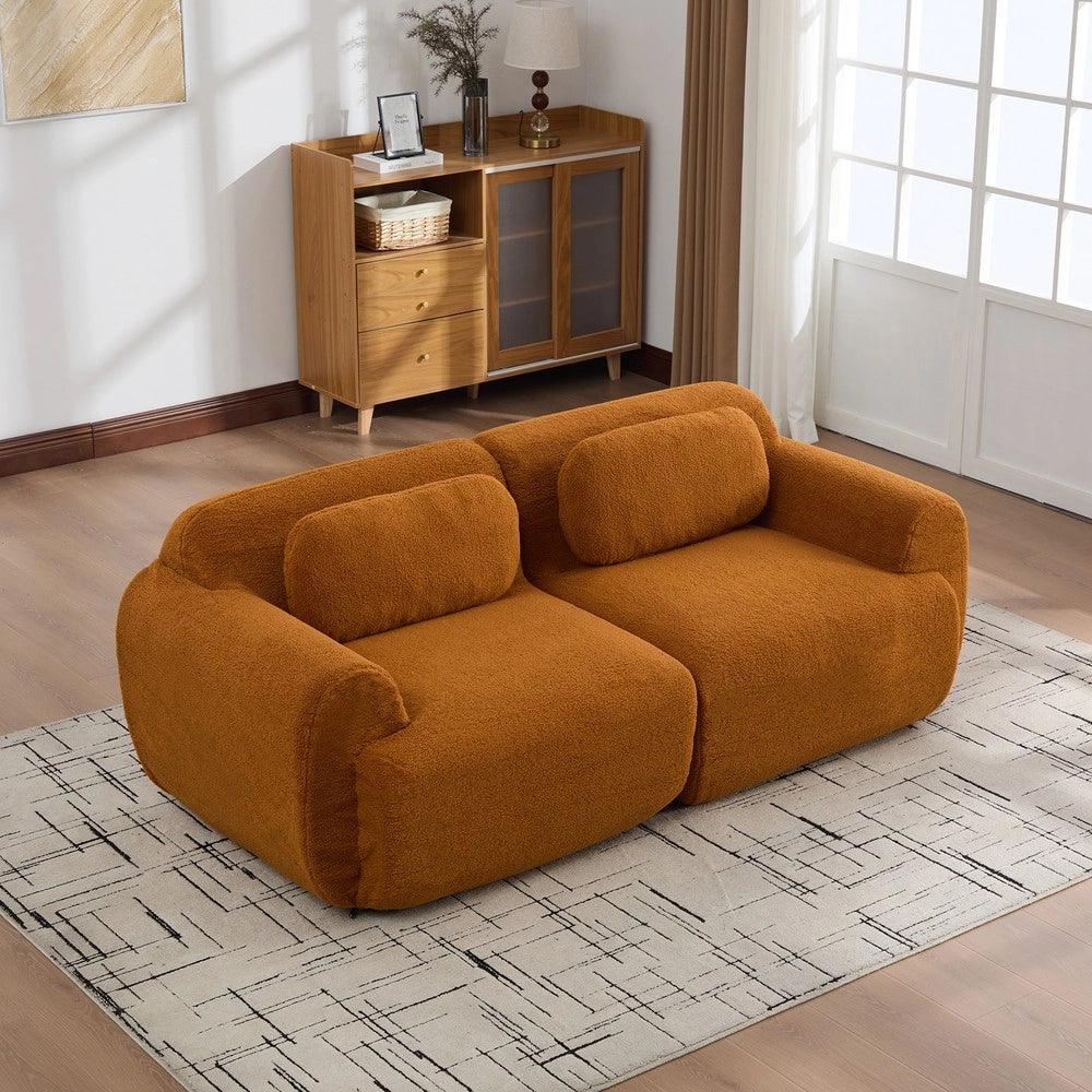Divano Modulare in Tessuto Chenille ¨C MINIMAL ¨C Caramel, Schiumato 30D