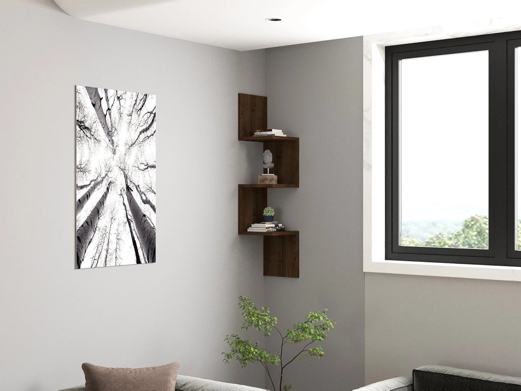 Mensola da parete in legno "Zikzak" - 25 x 25 x 105 cm - Noce