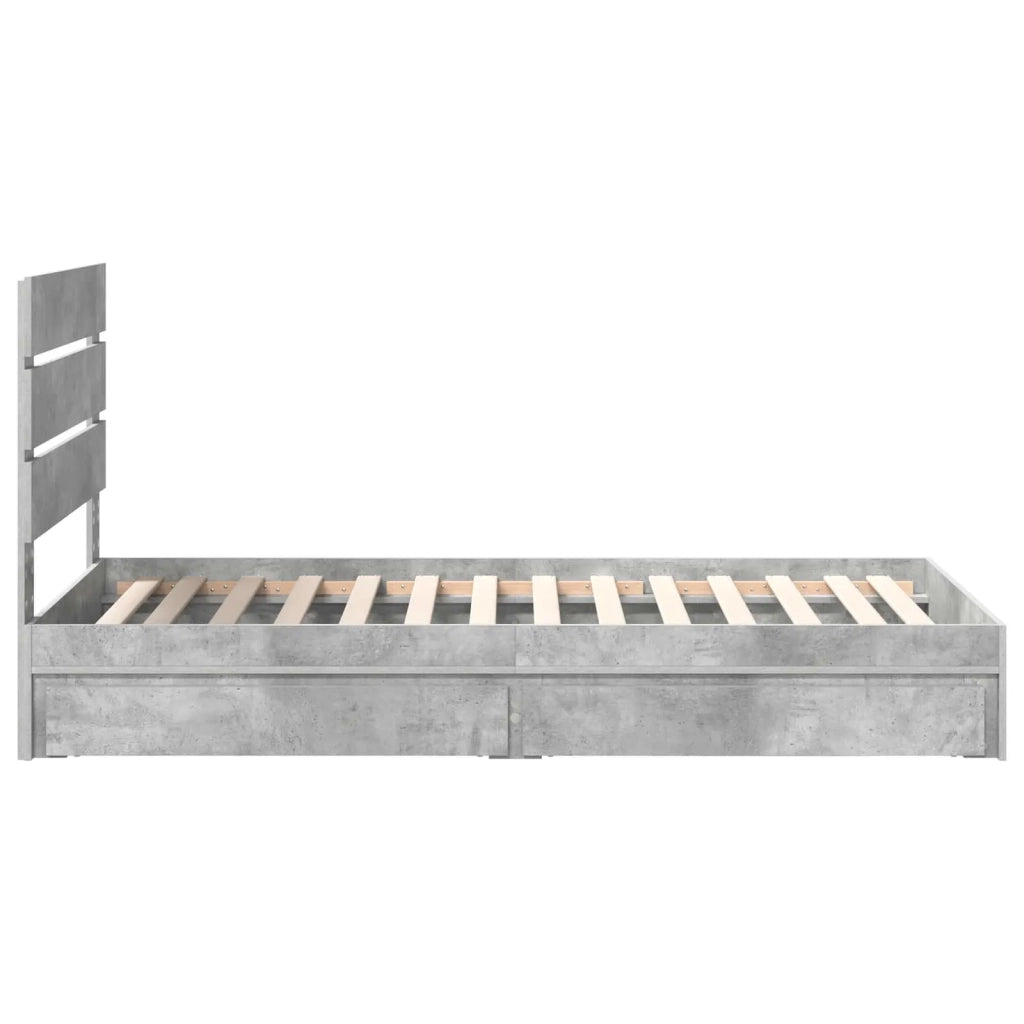 Letto con Contenitore con testiera Grigio cemento 70 x 190 cm