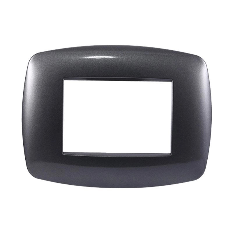 Placca Slim Serie Space 3P Colore Acciaio Scuro Compatibile Con Bticino Living Light