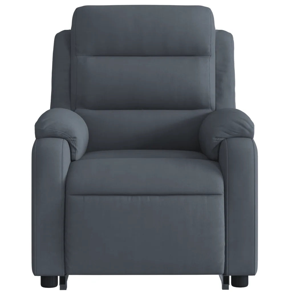 Poltrona Alzapersona Reclinabile Grigio Scuro in Velluto 3205104