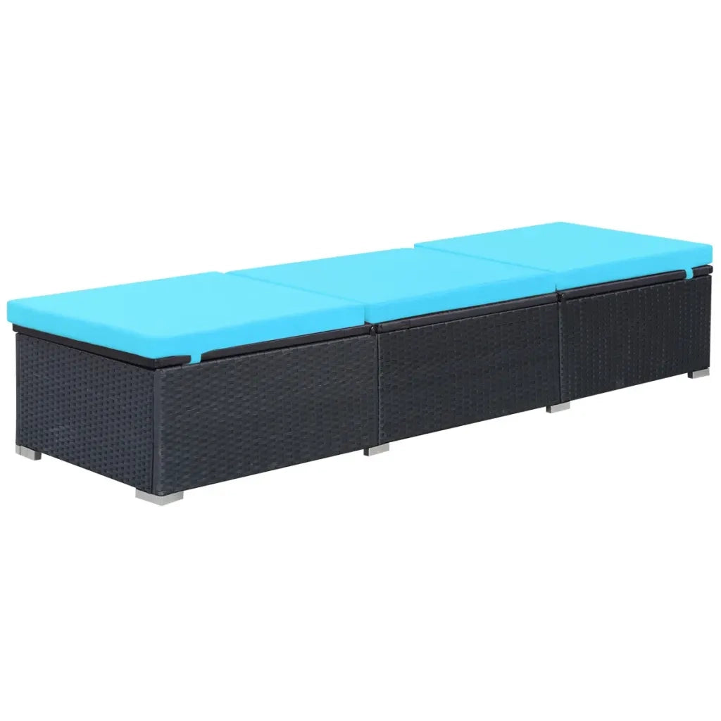 Lettino Prendisole | Sdraio da giardino | Lettino da sole con Cuscino in Polyrattan Nero