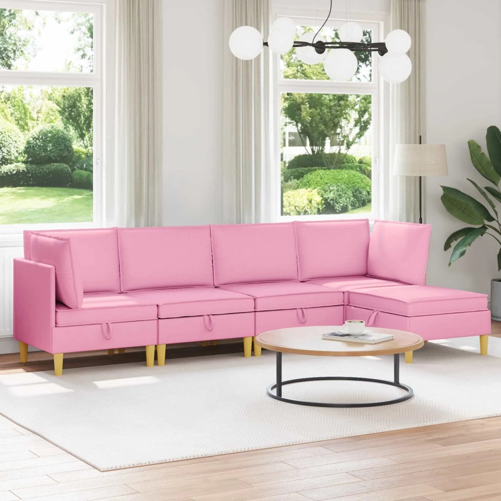 Set di mobili per il soggiorno con cuscino 5 pcs Rosa Tessuto 3413726