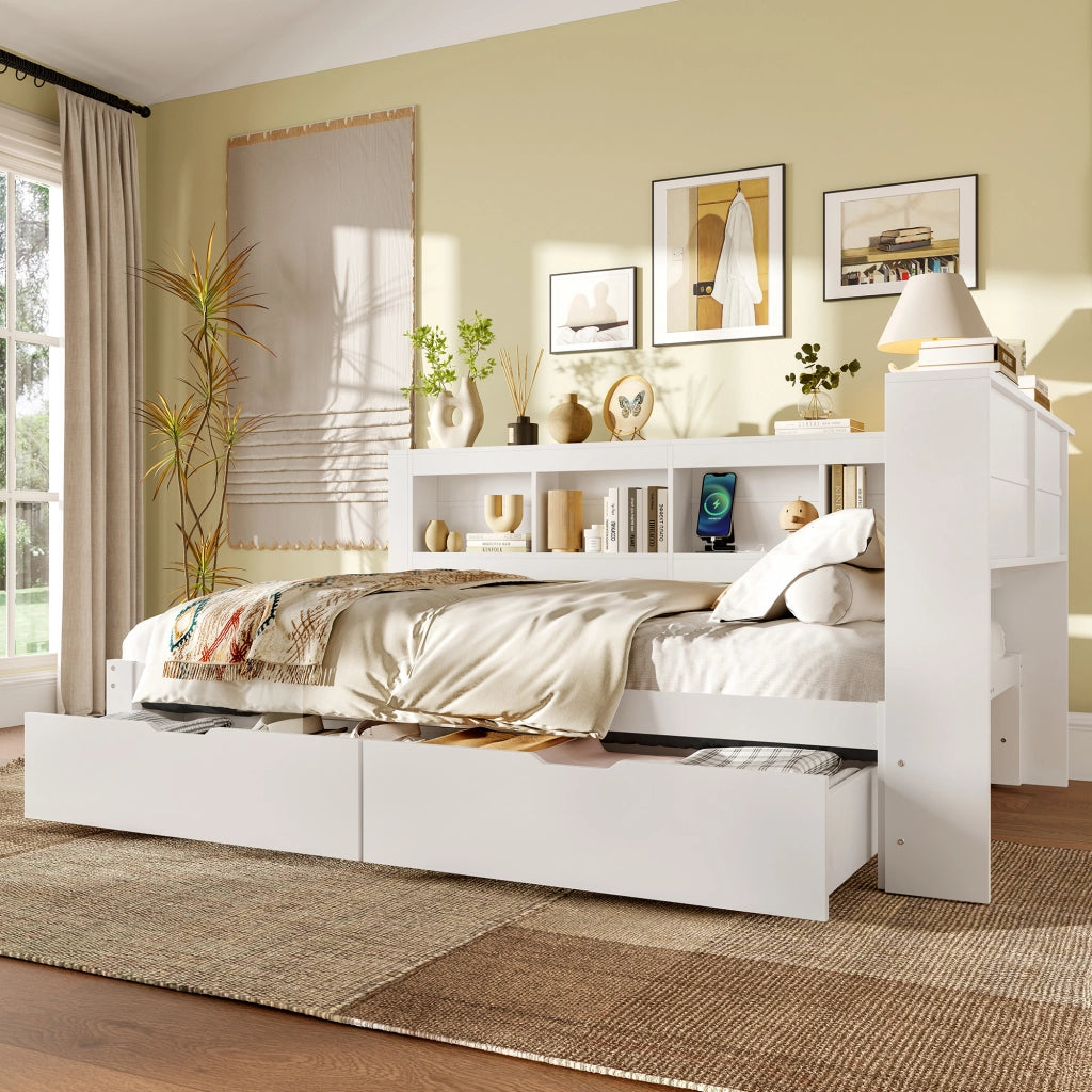 Letto divano con funzione letto a scomparsa in MDF e pino 140x200 cm
