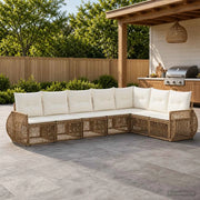 Set Divano da Giardino 7 pz Beige e Bianco Crema polyrattan 3435429
