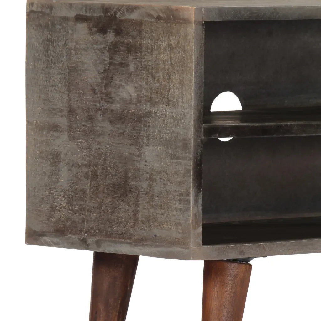 Mobile TV Grigio 130x30x46 cm in Legno Massello di Mango Grezzo 282743