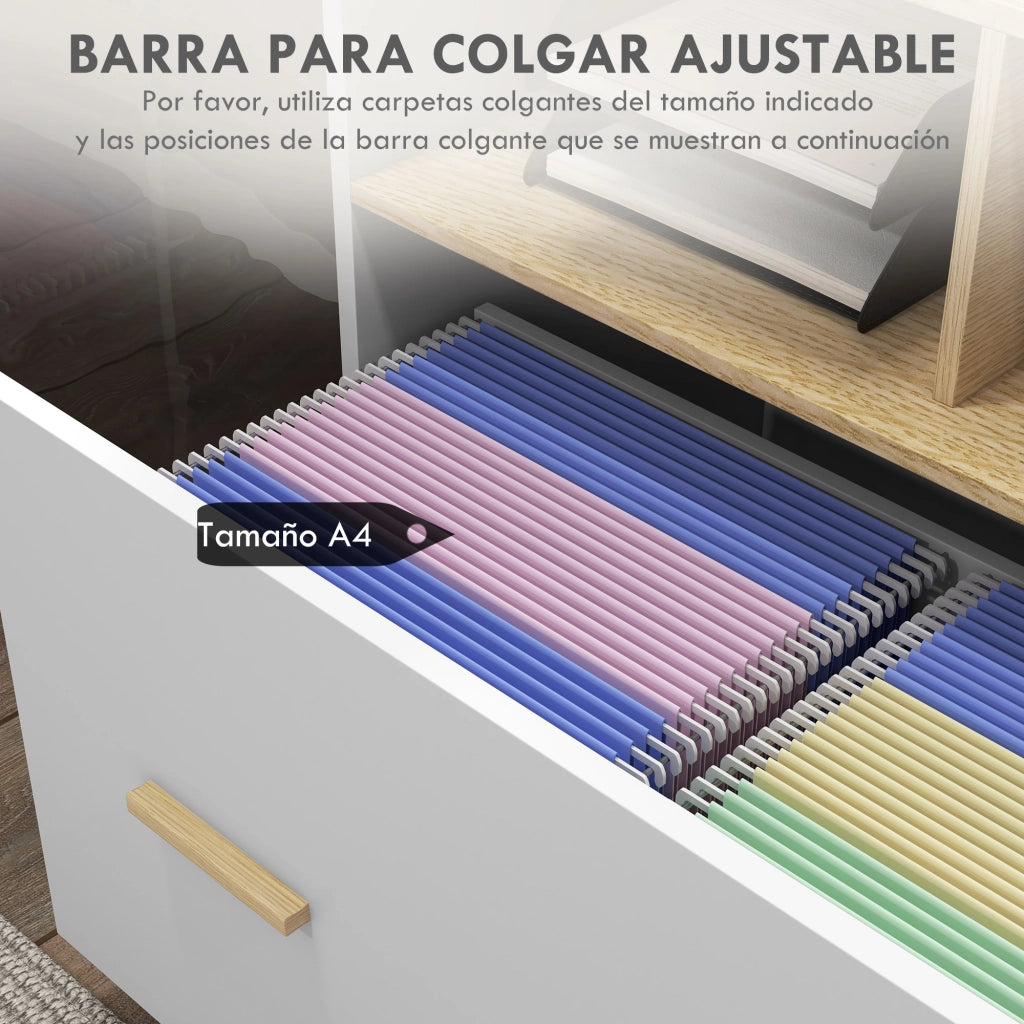 Armadio Archivador con Ruedas e Ante Scorrevoli ¨C zephmum ¨C Bianco e Rovere 76x40x75.5 cm