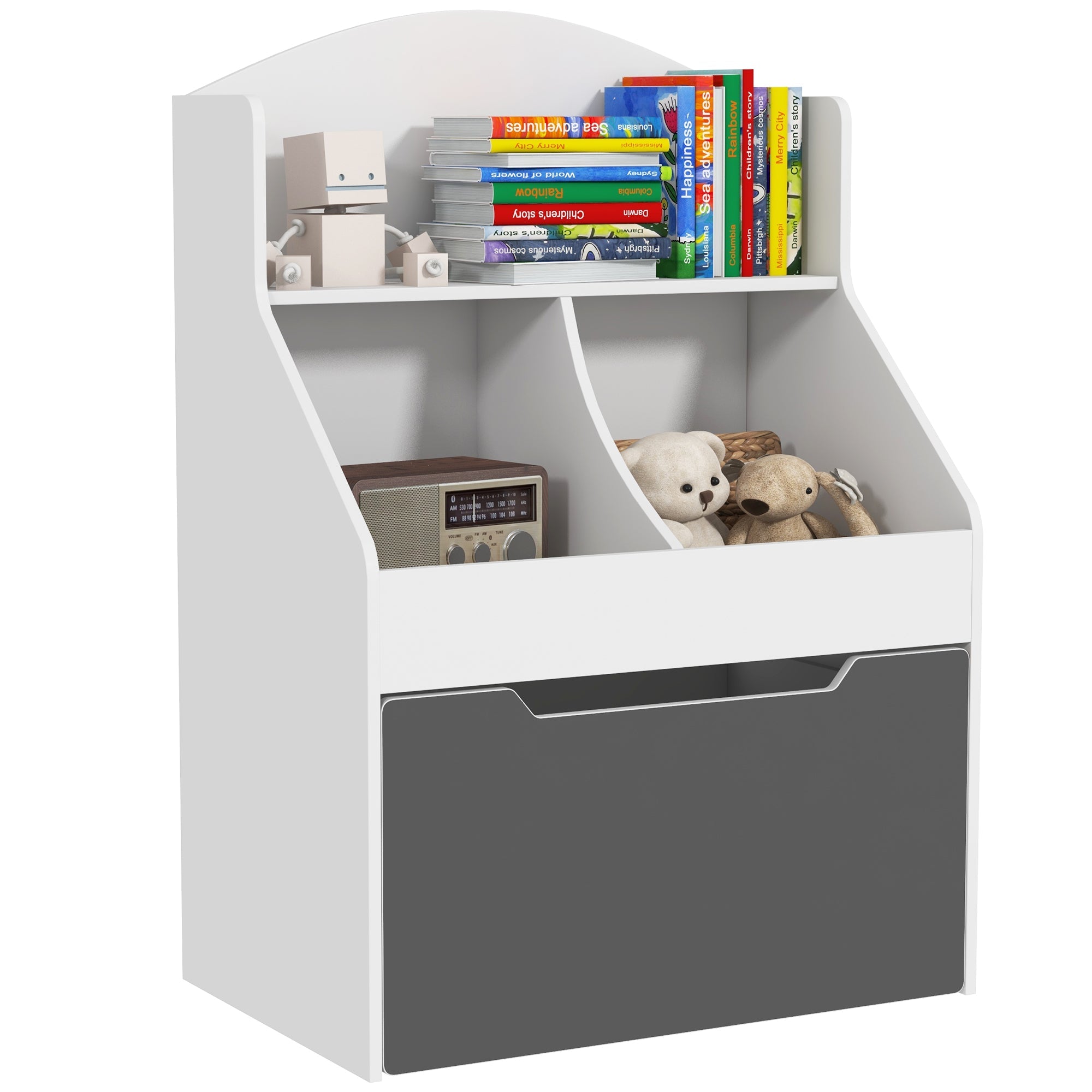 Libreria per Bambini 2 Livelli con Cassetto 62x40x88 cm Bianco