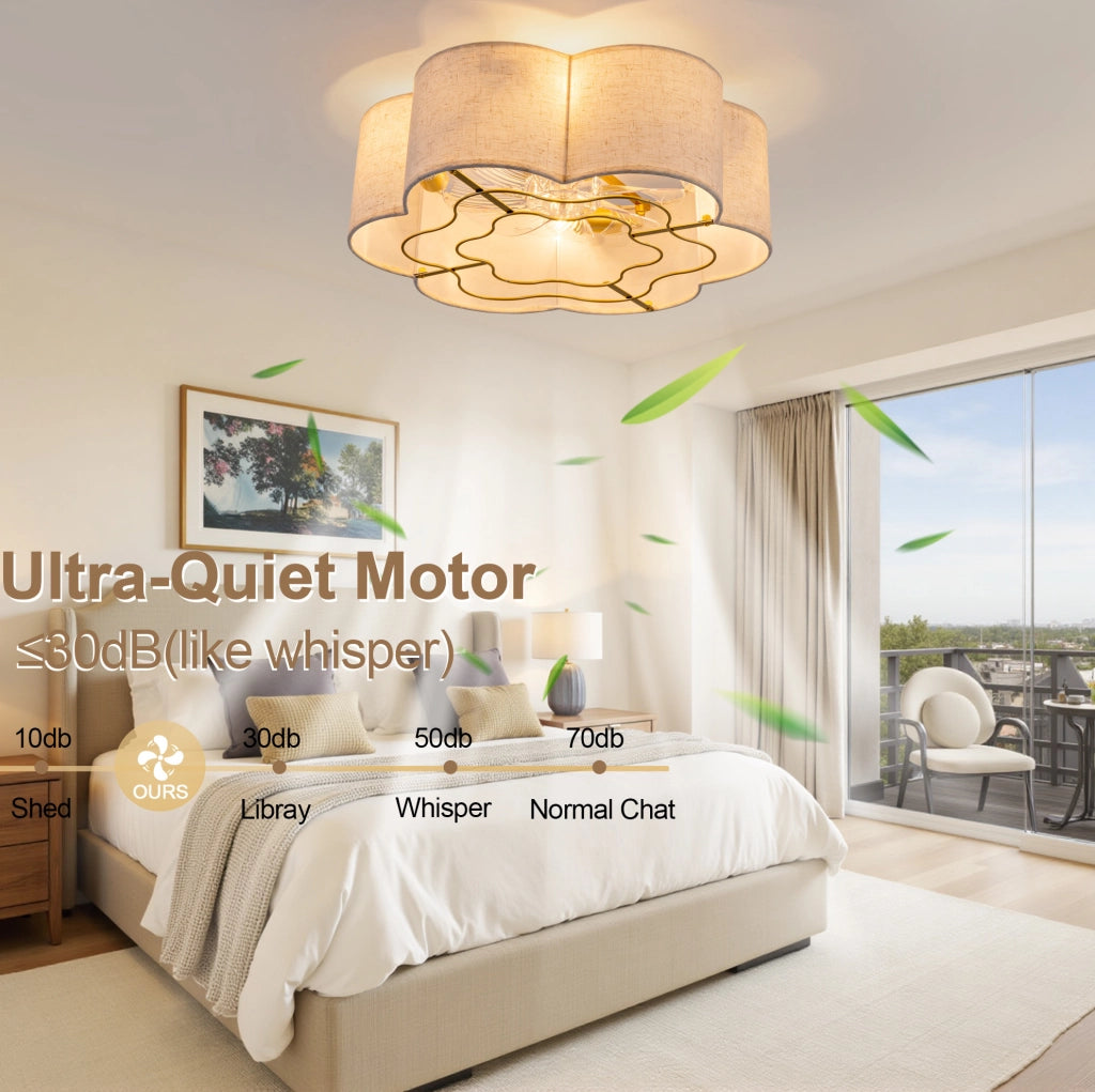 Ventilatore da soffitto ULEVR con luce, 4 attacchi E26, controllo App e telecomando, 6 velocit¨¤, rame