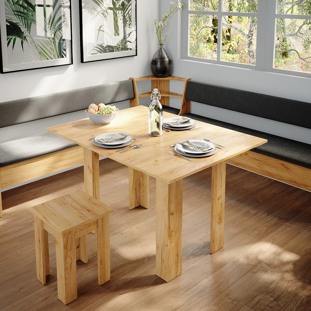 Vicco Gruppo panca ad angolo Quercia dorata 210 x 41.5 cm con tavolo