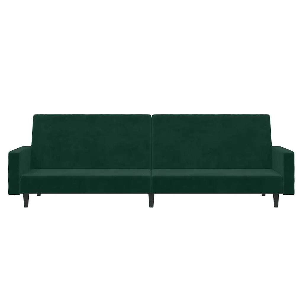 Divano Letto a 2 Posti Verde Scuro in Velluto 375739