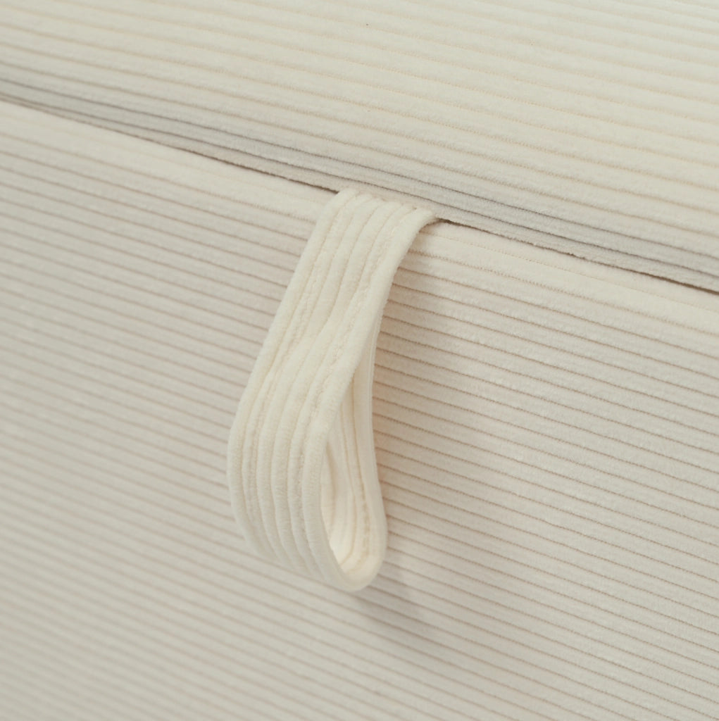 Panca contenitore 175x38x46 cm con spazio di stivaggio idraulico in corduroy e legno beige