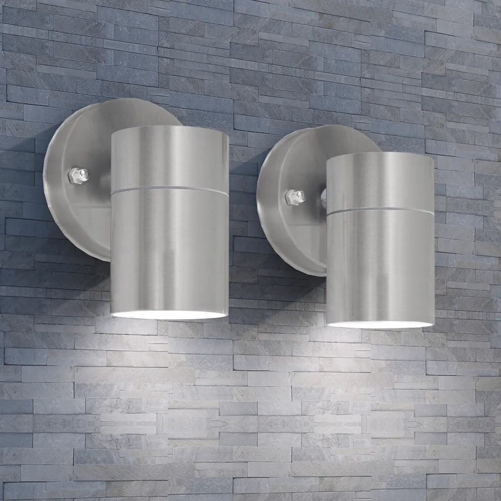 Lampada LED da Parete 2 pz Acciaio Inox Proiezione Basso 42414