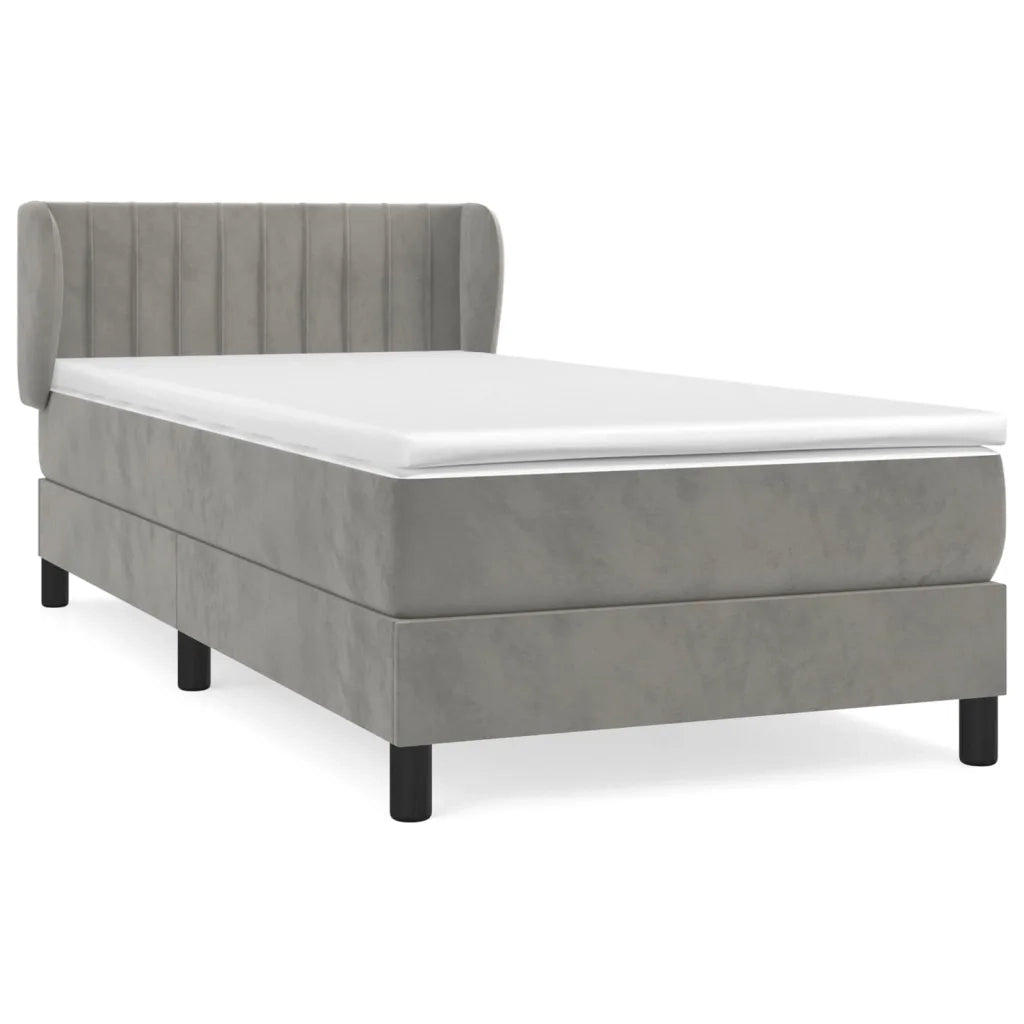 Giroletto a Molle con Materasso Grigio Chiaro 100x200cm Velluto 3127595