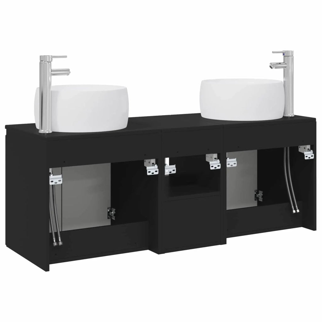 Set di Armadi da Bagno 3 pz Nero 49,5 x 44,5 x 66 cm 3405718