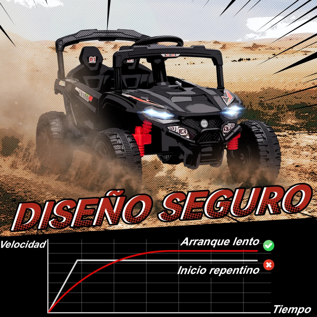 Auto Bambini Elettrica 12V Telecomando 2.4G Luci ¨C Minimal ¨C Nero