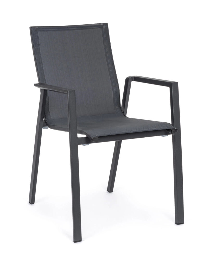 Sedia da Giardino Ferro Esterno Moderna Nera Tessuto e Metallo 2 Pz Krion