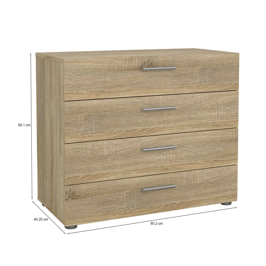 Cassettiera Arwen, Settimino multiuso, Comò camera da letto, Mobile con cassetti, 80x40 h68 cm, Quercia