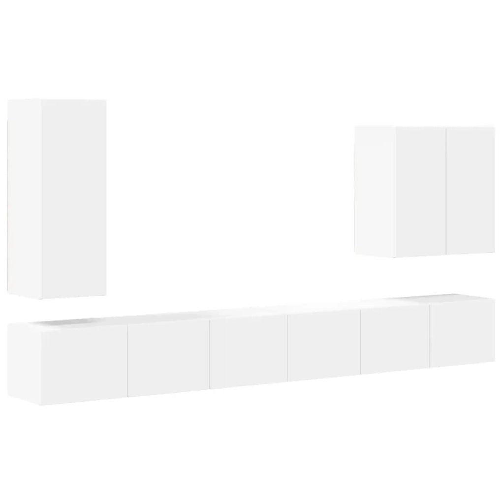 Set di Mobiletto da TV a Parete Montaggio a parete 6 pcs Bianco