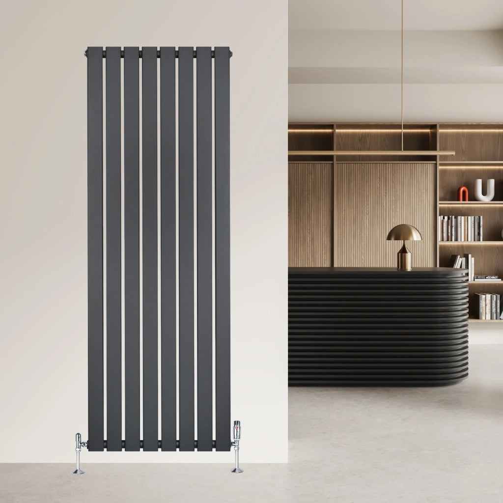 Radiatore Verticale 1600 x 560 mm con Valvole TRV Grigio Antracite