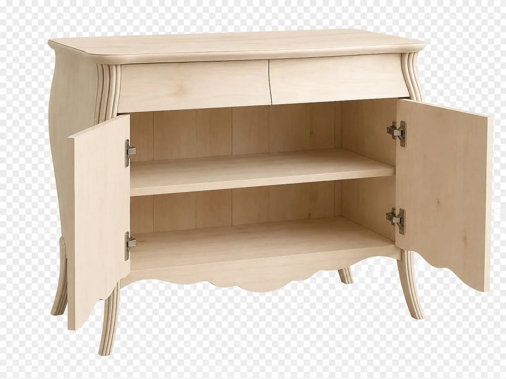 Madia credenza in legno grezza bombata 2 ante 2 l.135 p.60 h.98 (012) - Mobili 2G