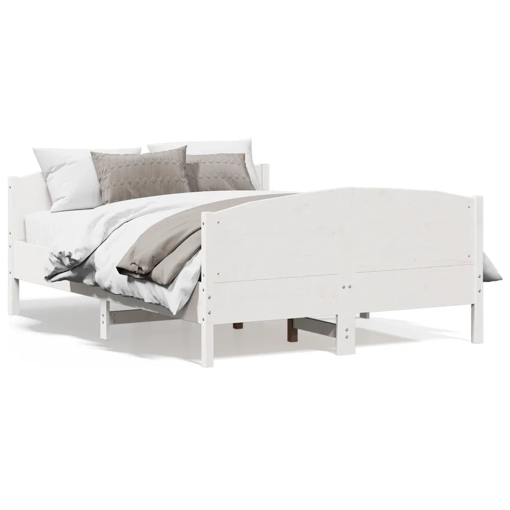 Giroletto con Testiera Bianco 140x190 cm in Legno Massello Pinocod mxl 87354