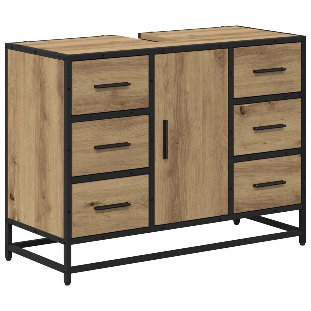 Set di mobili per il bagno con porta 3 pcs Rovere artigianale 3402537