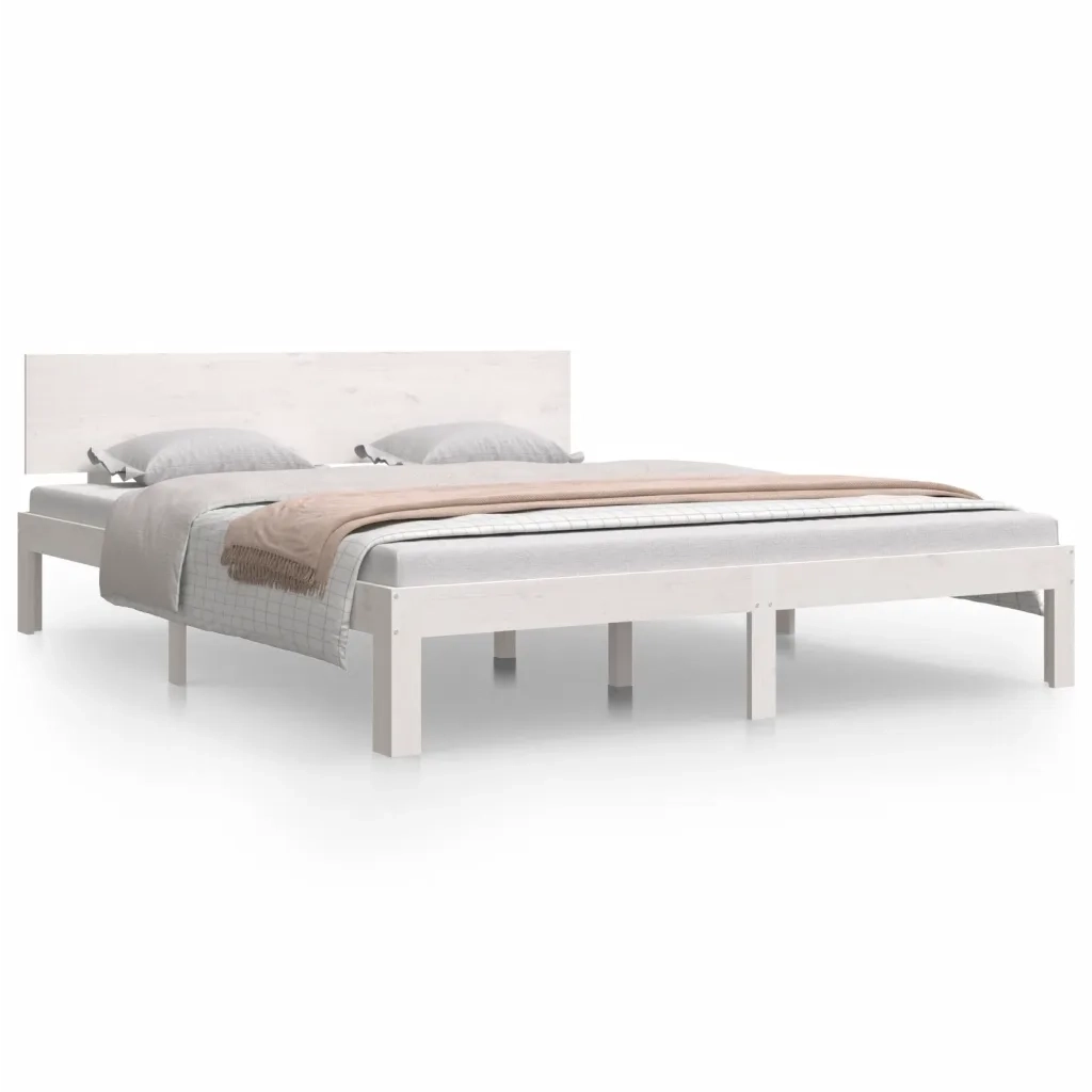 Giroletto-Struttura Letto Bianco in Legno Massello di Pino 160x200 cm 748528