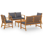 Set di mobili da giardino mobili da esterno 5 pezzi con cuscini legno massello di acacia 02_0016291