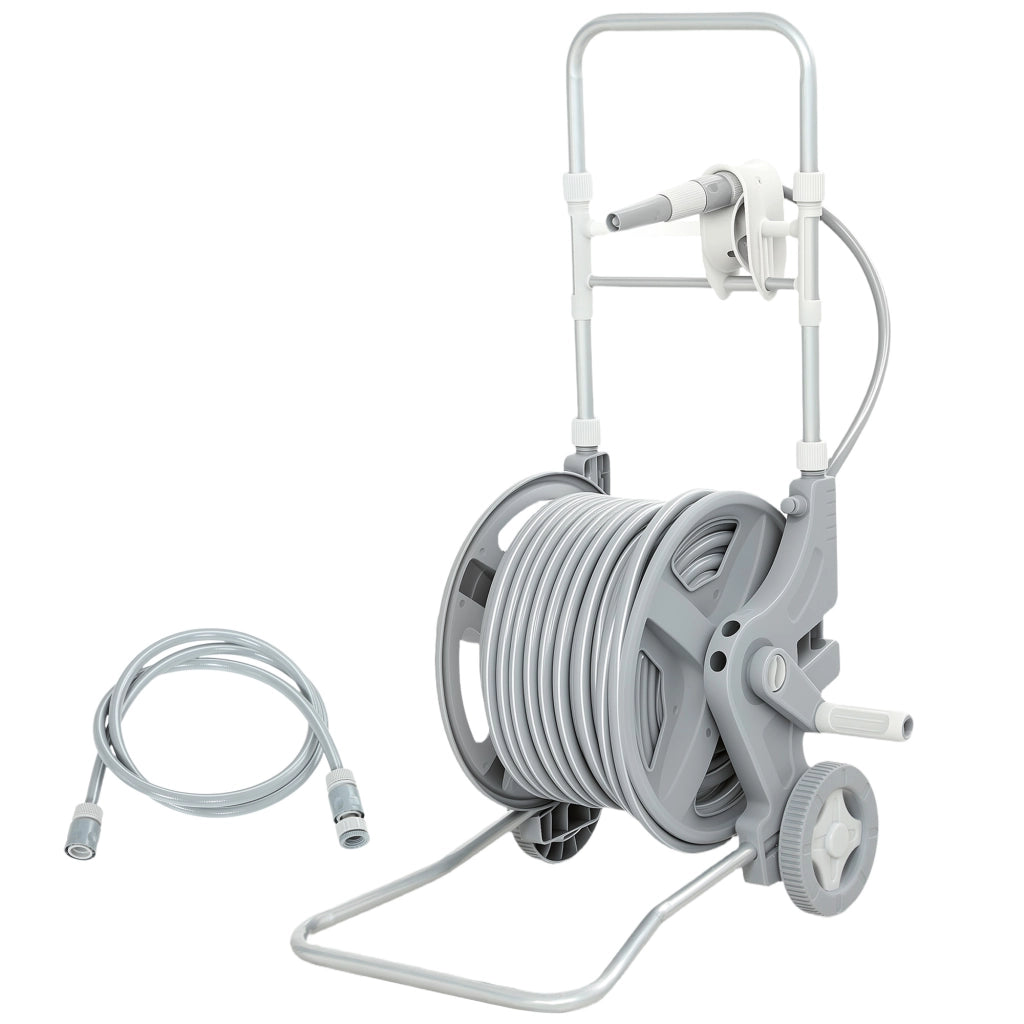 Carrello per Tubo 45 m con Maniglia e 2 Ruote ¨C zephmum ¨C Grigio 45x44x78 cm