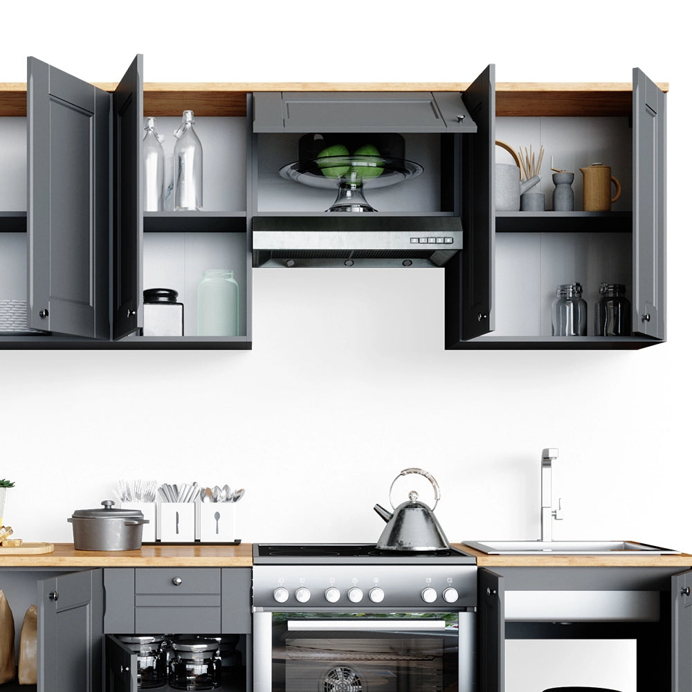 Mobile da cucina Bergamo Grigio nobile/Rovere dorato 240 cm, PL Goldkraft Vicco