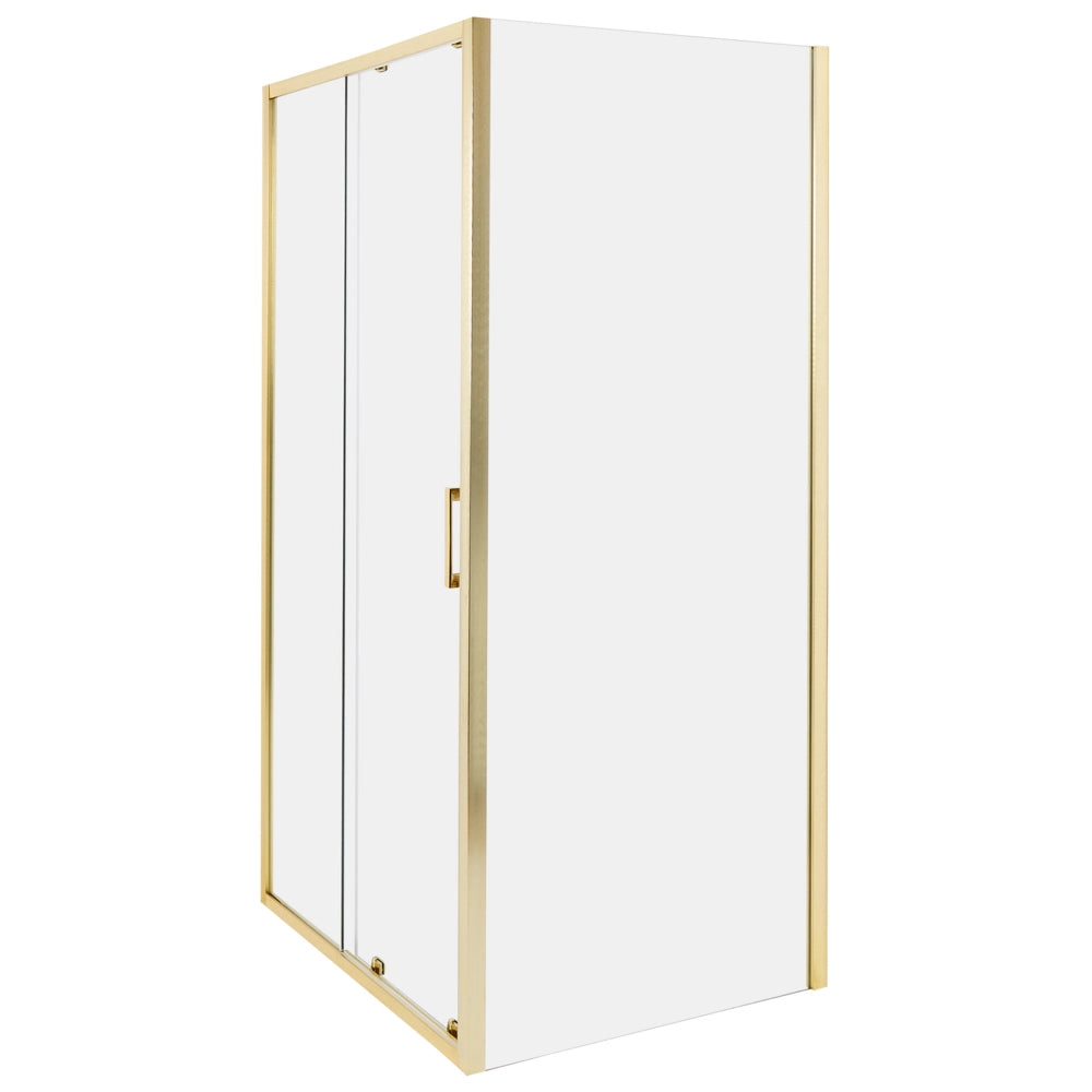 Box Doccia Vetro Temperato oro Cornice Alluminio Anta Singola 80x100x185cm