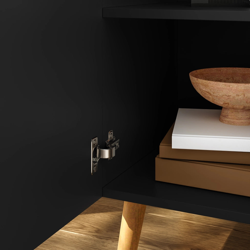 Credenza Nand Madia con 3 Ante Scanalate 120x40x76 cm Nero [en.casa]