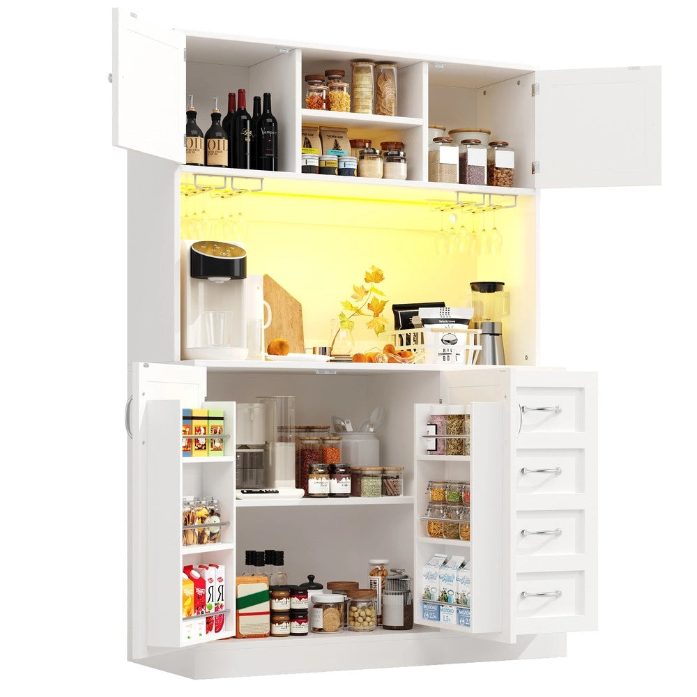 Mobile Buffet con LED, Ante e Cassetti ¨C Xylo ¨C Verde/Nero/Bianco, 120x40x188