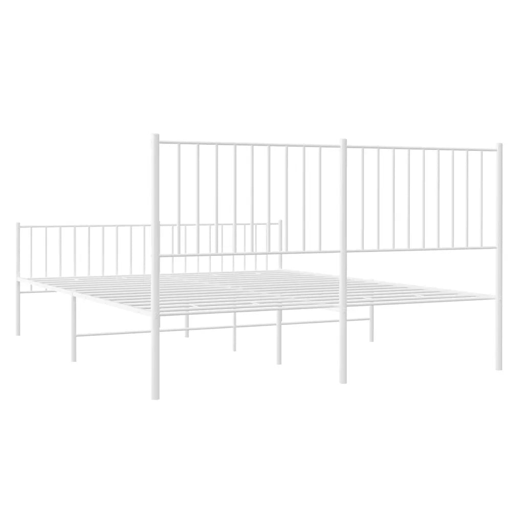 Giroletto con Testiera e Pediera Metallo Bianco 150x200 cm 350951