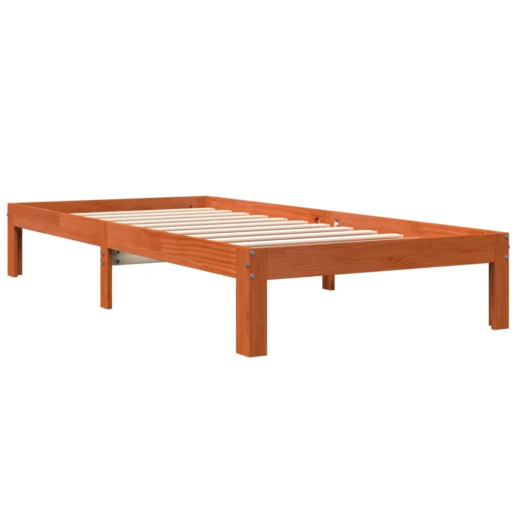 Letto senza Materasso Marrone Cera 75x190 cm in Legno di Pino