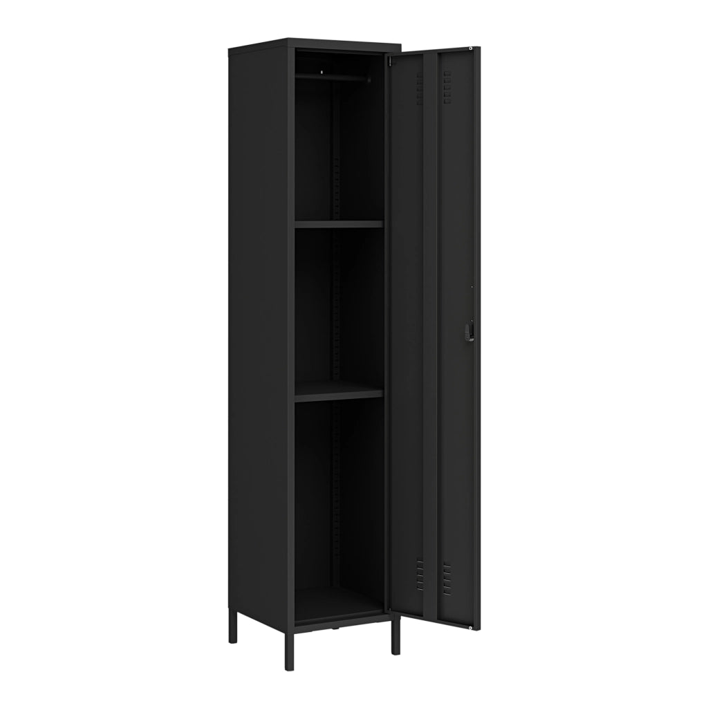 Armadio da Ufficio Seinäjoki in Acciaio 180 x 38 x 38 cm - Nero opaco [en.casa]