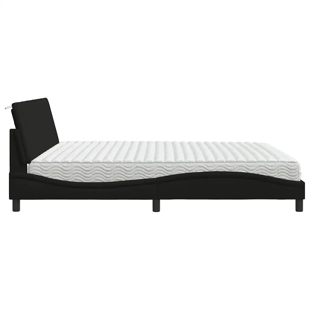 Letto con Materasso Hanko Nero 200x200 cm in Tessuto 3310554