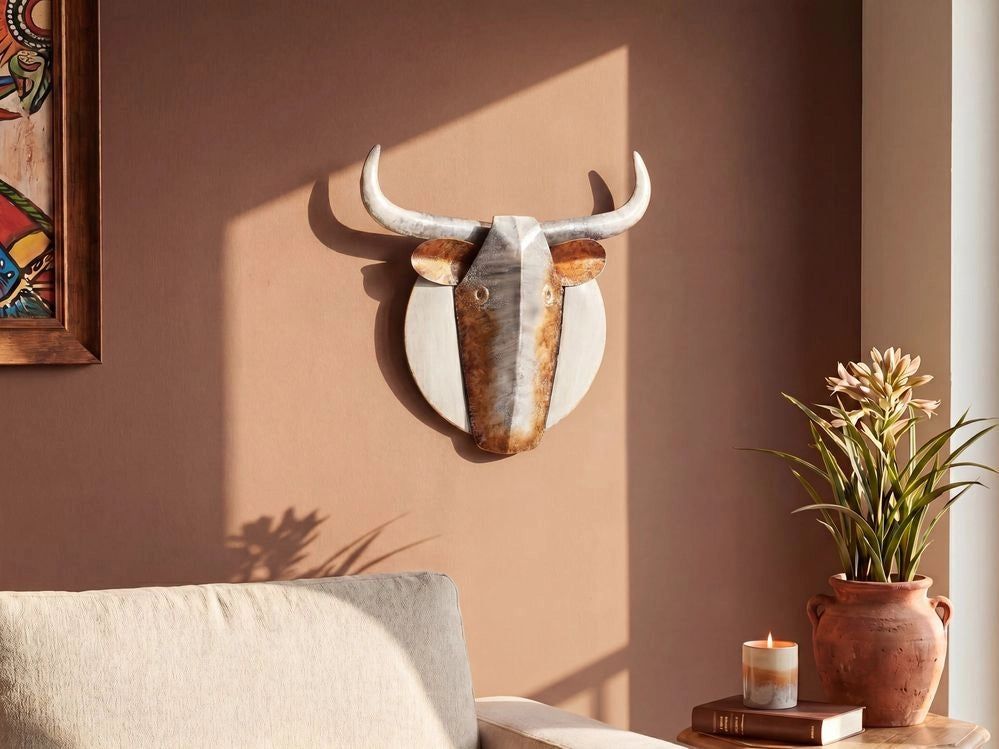 Decorazione murale Grigio Animale Metallo Arte murale fatta a mano Accessorio moderno