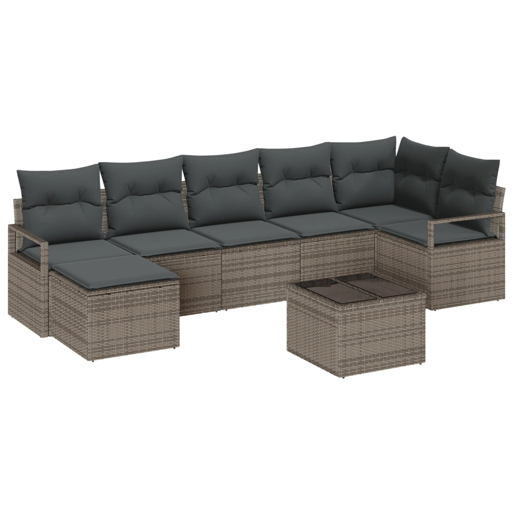 Set Divano da Giardino  7 Pezzi con Cuscini Rattan Polirattan Nero