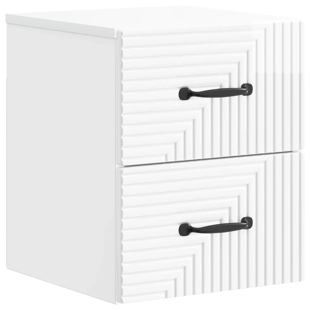 Mobiletto da notte a muro Bianco Lucido 34,5 x 33 x 40 cm 898643