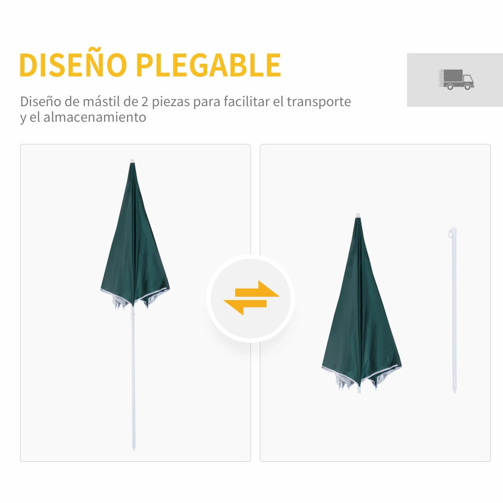 Ombrellone da Terrazzo con Pannello Laterale ¨C Zephmum ¨C Verde ?220x220 cm