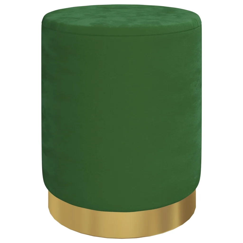 Sgabello Rotondo con Contenitore Verde in Velluto 31 x 37 cm
