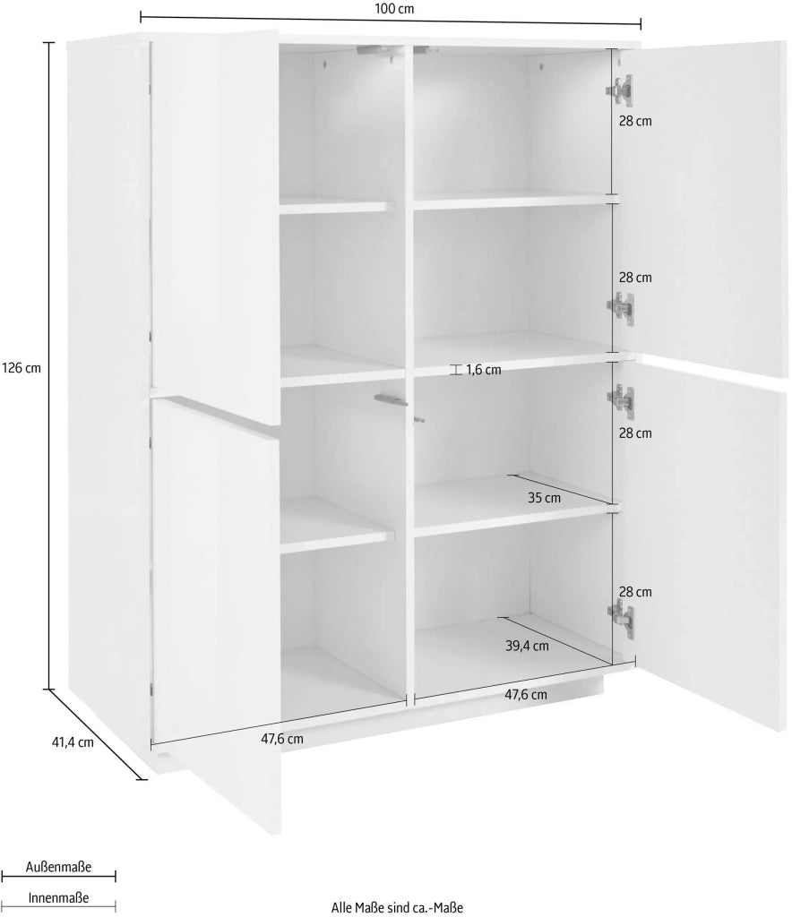 Credenza mobile cucina moderna soggiorno design bianco 100x40cm Judy