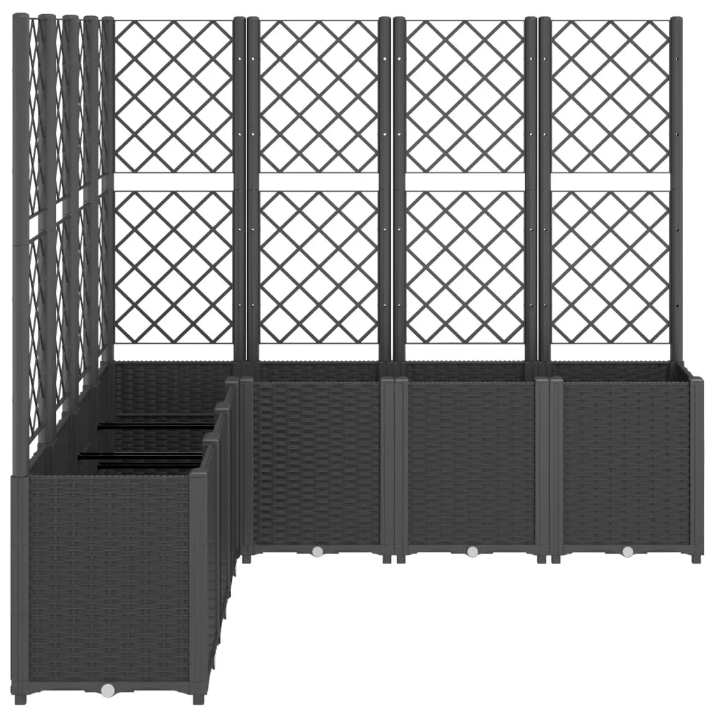 Fioriera da Giardino con Traliccio Nera 160x160x140 cm in PP 367883